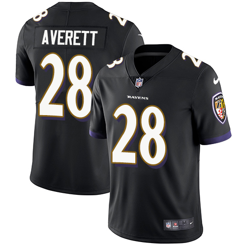 Baltimore Ravens #28 Anthony Averett Black Alternate Men's Stitched Vapor Untouchable Limited Jersey Men's