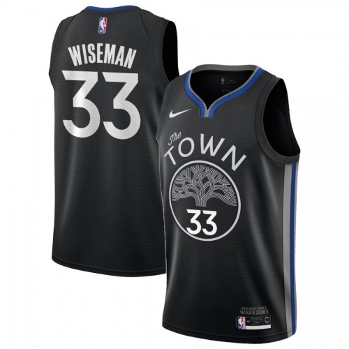Golden State Warriors #33 James Wiseman Black 2019-20 Statement Edition Jersey Mens