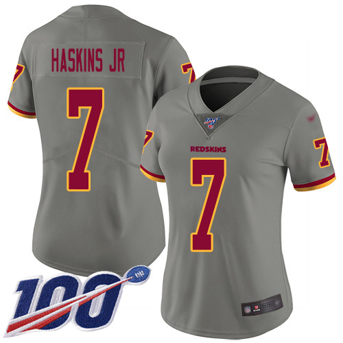 Washington Commanders #7 Dwayne Haskins Jr Gray Women's Stitched Limited Inverted Legend 100th Season Jersey Womens