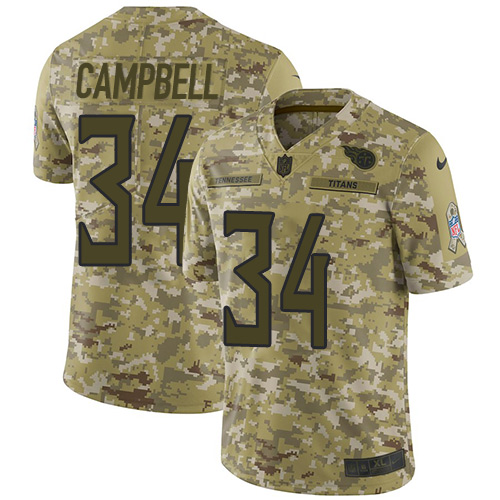 Tennessee Titans #34 Earl Campbell Camo Men's Stitched Limited 2018 Salute To Service Jersey Men's
