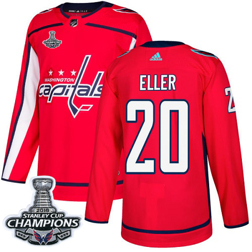 Adidas Washington Capitals #20 Lars Eller Red Home Authentic Stanley Cup Final Champions Stitched Jersey Men's
