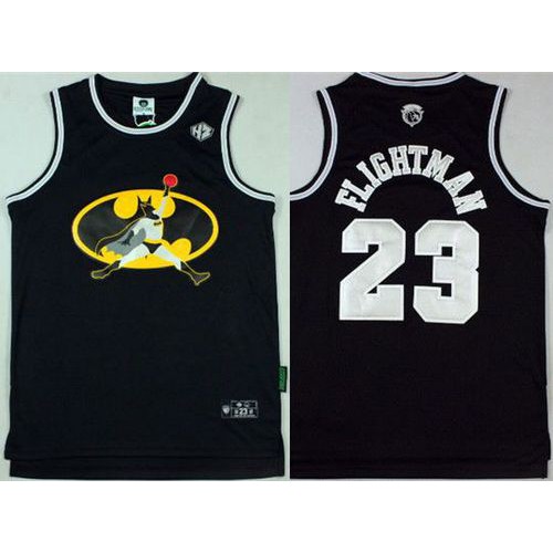 Chicago Bulls #23 Michael Jordan Black FlightMan Stitched Jersey Mens