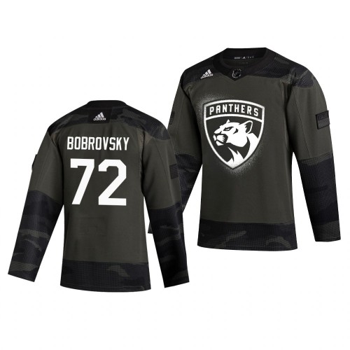 Florida Florida Panthers #72 Sergei Bobrovsky Adidas 2019 Veterans Day Men's Authentic Practice Jersey Camo Men's