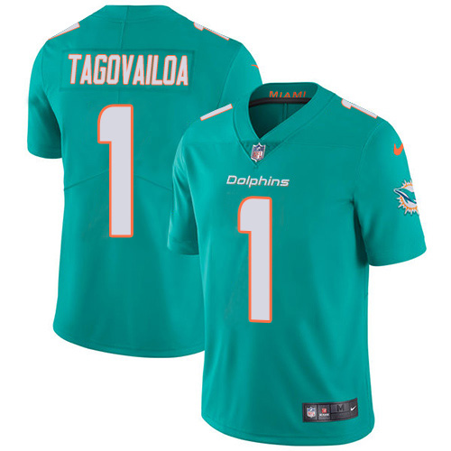 Dolphins #1 Tua Tagovailoa Aqua Green Team Color Men's Stitched Vapor Untouchable Limited Jersey