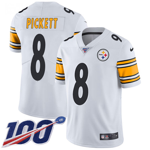 Steelers #8 Kenny Pickett White Youth Stitched 100th Season Vapor Limited Jersey