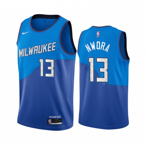 Milwaukee Bucks #13 Jordan Nwora Blue Womens Swingman 2020-21 City Edition Jersey Womens