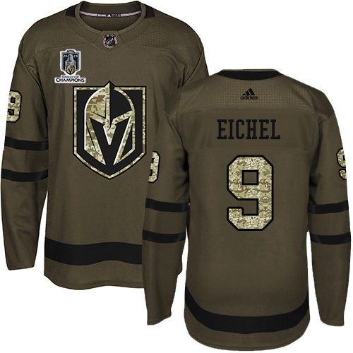 Adidas Golden Knights #9 Jack Eichel Green Youth 2023 Stanley Cup Champions Salute To Service Stitched Jersey