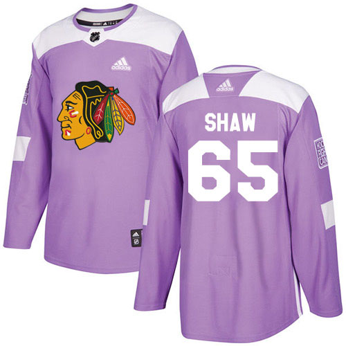 Adidas Chicago Blackhawks #65 Andrew Shaw Purple Authentic Fights Cancer Stitched Jersey Men's