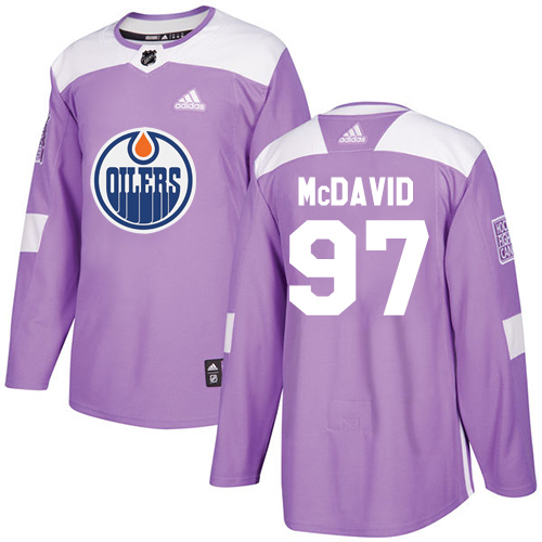 Adidas Edmonton Oilers #97 Connor McDavid Purple Authentic Fights Cancer Stitched Youth Jersey Youth