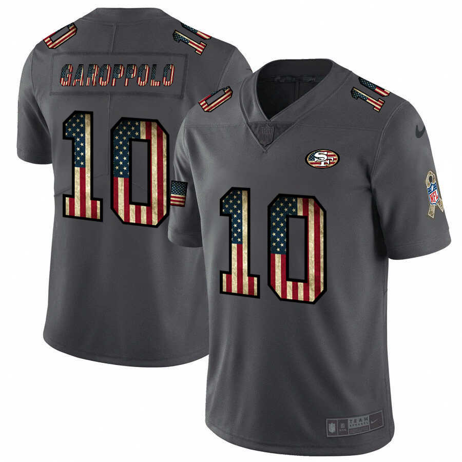 San Francisco 49ers #10 Jimmy Garoppolo 2018 Salute To Service Retro USA Flag Limited Jersey