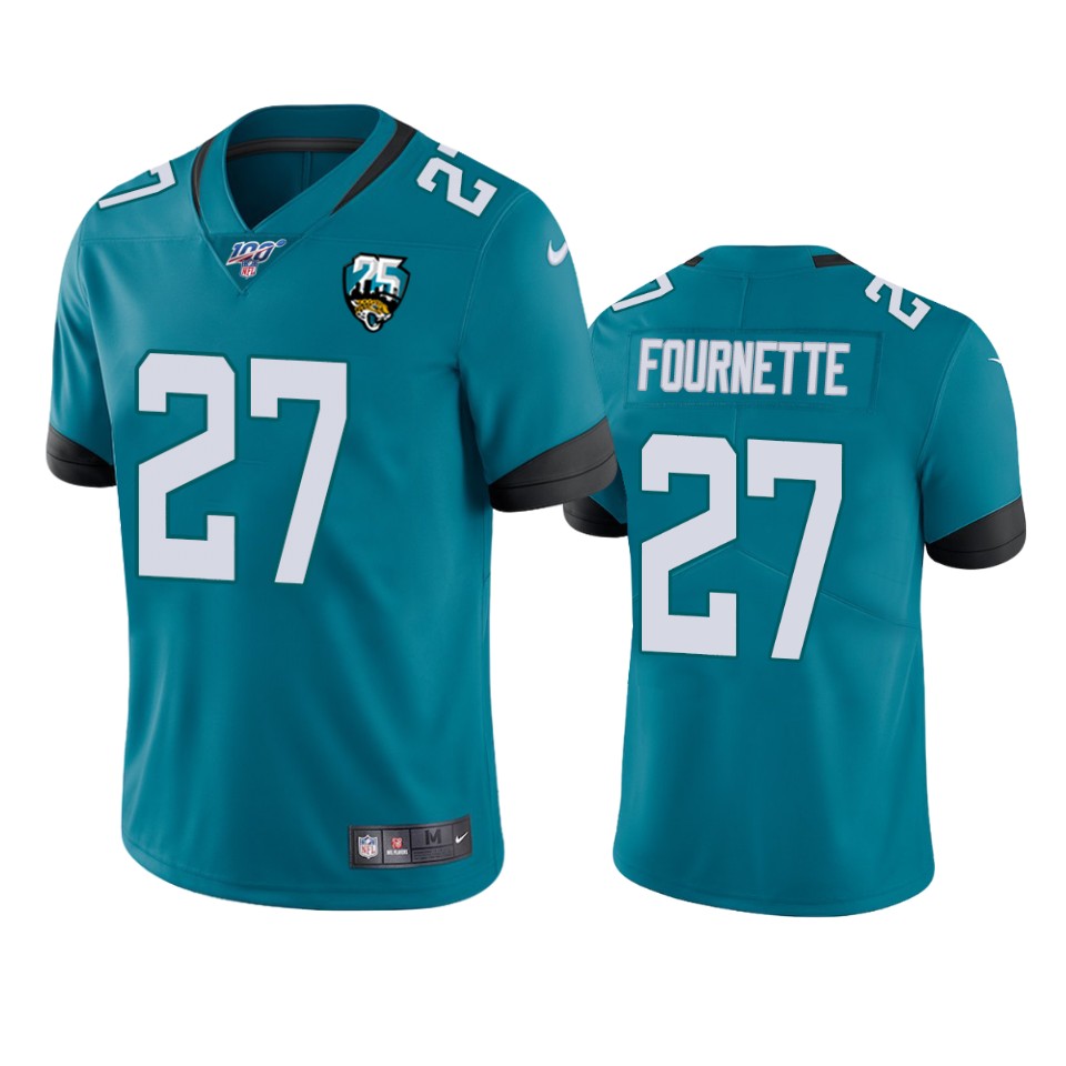 Jaguars #27 Leonard Fournette Teal 25th Anniversary Vapor Limited Stitched 100th Season Jersey