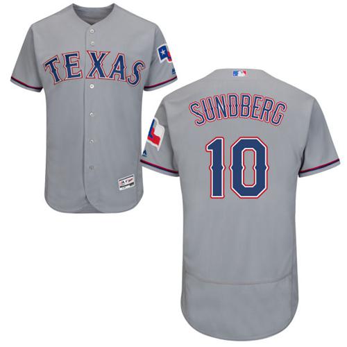 Texas Rangers #10 Jim Sundberg Grey Flexbase Authentic Collection Stitched Jersey Men's