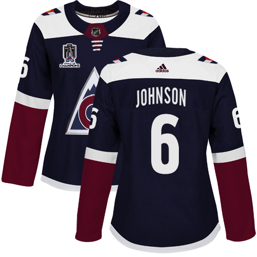 Adidas Colorado Avalanche #6 Erik Johnson Navy Women's 2022 Stanley Cup Champions Alternate Authentic Stitched Jersey Womens