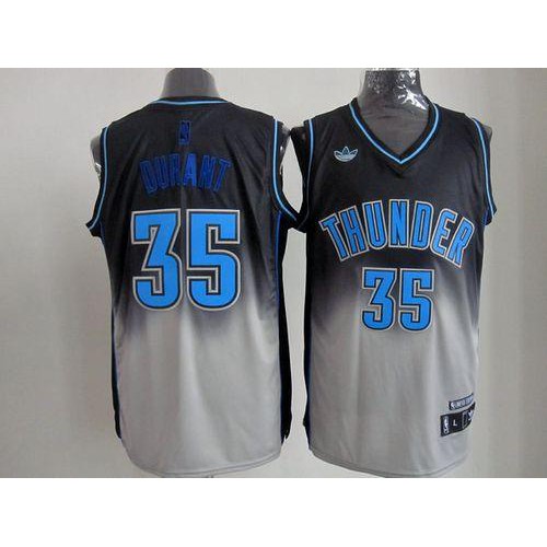 Oklahoma City Thunder #35 Kevin Durant Black/Grey Fadeaway Fashion Stitched Jersey Mens