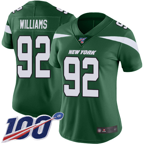 New York Jets #92 Leonard Williams Green Team Color Women's Stitched 100th Season Vapor Limited Jersey Womens