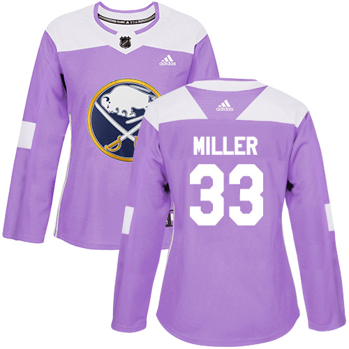 Adidas Buffalo Sabres #33 Colin Miller Purple Authentic Fights Cancer Women's Stitched Jersey Womens