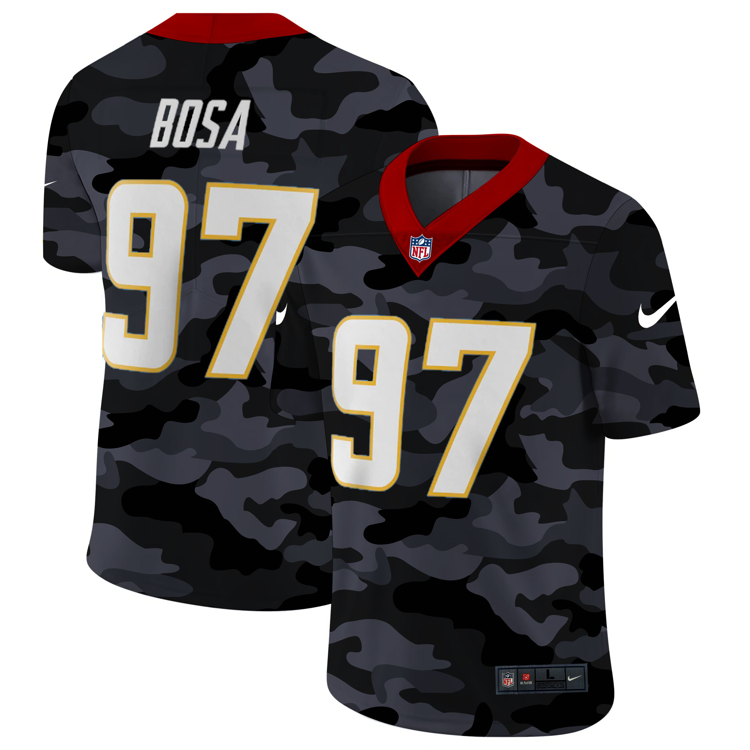 Los Angeles Chargers #97 Joey Bosa Men's 2020 Black CAMO Vapor Untouchable Limited Stitched Jersey