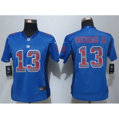 New York Giants #13 Odell Beckham Jr Royal Blue Team Color Women's Stitched Elite Strobe Jersey Womens