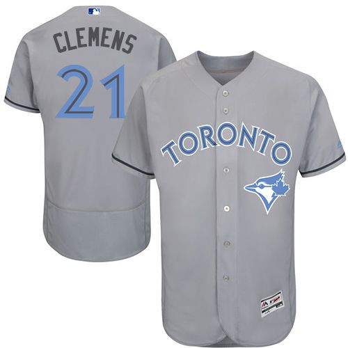 Toronto Blue Jays #21 Roger Clemens Grey Flexbase Authentic Collection Father's Day Stitched Jersey Men's