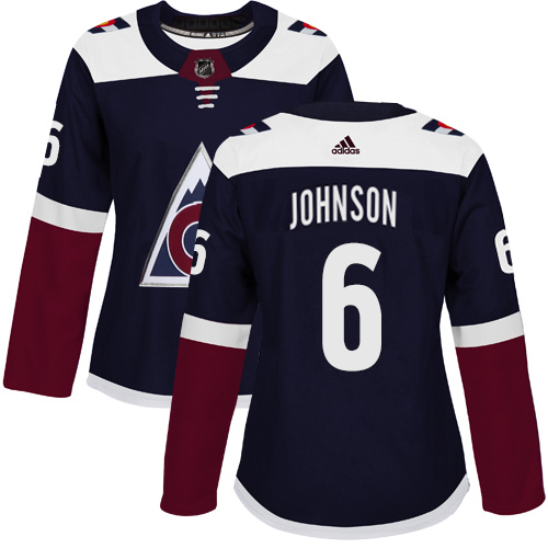 Adidas Colorado Avalanche #6 Erik Johnson Navy Women's Alternate Authentic Stitched Jersey Womens