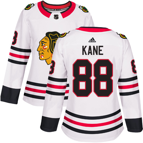 Adidas Chicago Blackhawks #88 Patrick Kane White Road Authentic Women's Stitched Jersey Womens