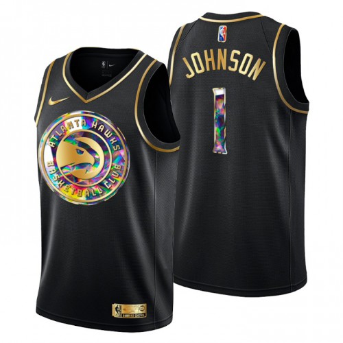 Atlanta Atlanta Hawks #1 Jalen Johnson Mens Golden Edition Diamond Logo 2021/22 Swingman Jersey - Black Mens