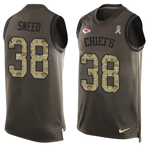 Chiefs #38 L'Jarius Sneed Green Men's Stitched Limited Salute To Service Tank Top Jersey