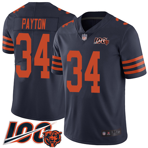Bears #34 Walter Payton Navy Blue Alternate Youth Stitched 100th Season Vapor Limited Jersey