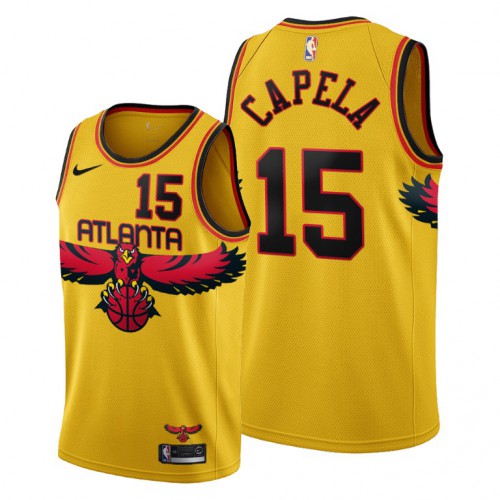 Atlanta Atlanta Hawks #15 Clint Capela Mens 2021-22 City Edition Gold Jersey Mens
