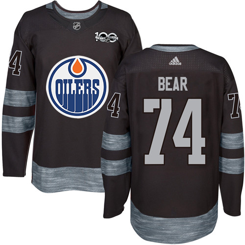 Adidas Edmonton Oilers #74 Ethan Bear Black 1917-2017 100th Anniversary Stitched Jersey Men's