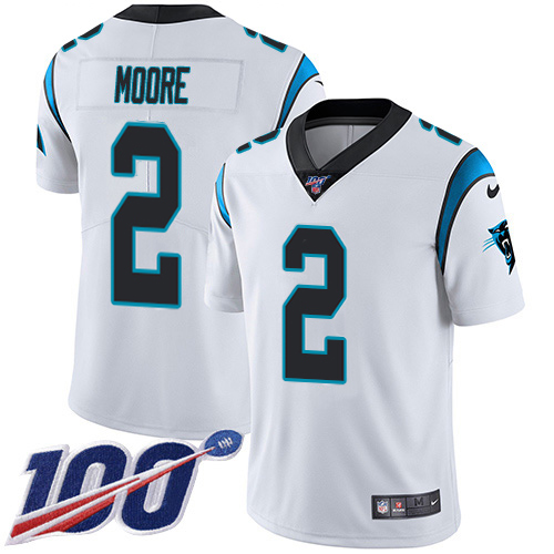 Panthers #2 DJ Moore White Men's Stitched 100th Season Vapor Untouchable Limited Jersey