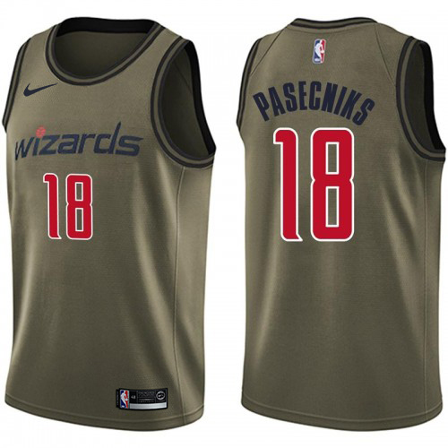 Washington Wizards #18 Anzejs Pasecniks Green Salute to Service Youth Swingman Jersey Youth