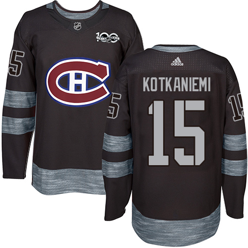 Adidas Montreal Canadiens #15 Jesperi Kotkaniemi Black 1917-2017 100th Anniversary Stitched Jersey Men's
