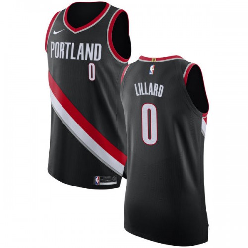 Portland Trail Blazers #0 Damian Lillard Black Authentic Icon Edition Jersey Mens