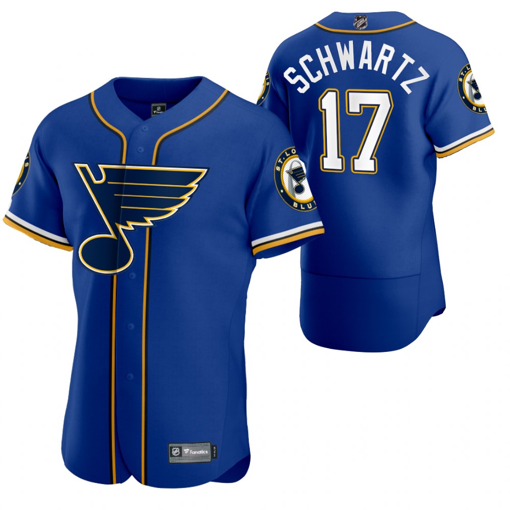 St. Louis Blues #17 Jaden Schwartz Men's 2020 X Crossover Edition Baseball Jersey Blue
