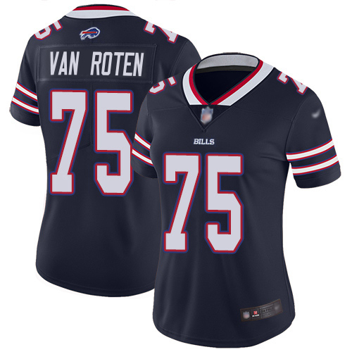 Bills #75 Greg Van Roten Navy Women's Stitched Limited Inverted Legend Jersey
