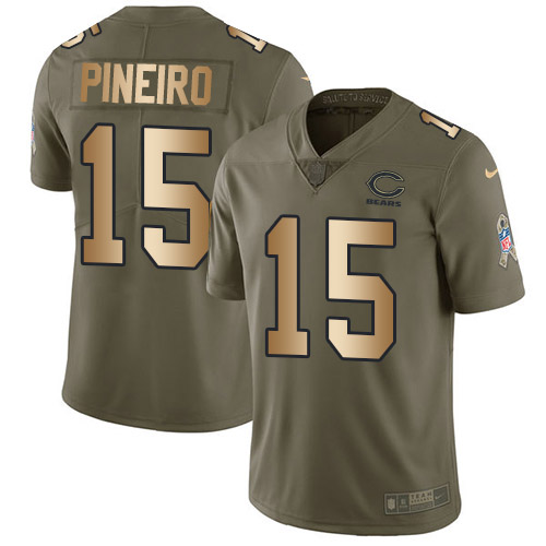 Chicago Bears #15 Eddy Pineiro Olive/Gold Youth Stitched Limited 2017 Salute To Service Jersey Youth