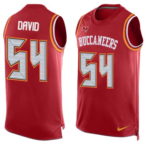 Buccaneers #54 Lavonte David Red Team Color Men's Stitched Limited Tank Top Jersey