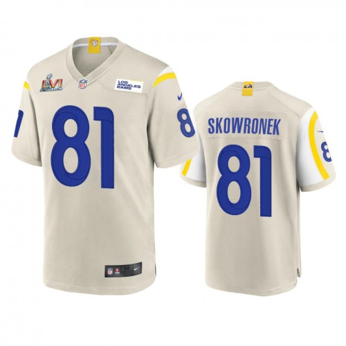 Los Angeles Los Angeles Rams #81 Ben Skowronek Men's Super Bowl LVI Patch Game Jersey - Bone Men's
