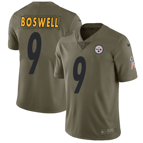 Pittsburgh Steelers #9 Chris Boswell Olive Men's Stitched Limited 2017 Salute To Service Jersey Men's