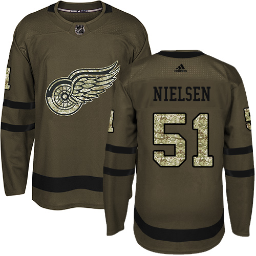 Adidas Detroit Red Wings #51 Frans Nielsen Green Salute to Service Stitched Youth Jersey Youth