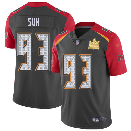 Tampa Bay Buccaneers #93 Ndamukong Suh Gray Men's Super Bowl LV Champions Patch Stitched Limited Inverted Legend Jersey Men's