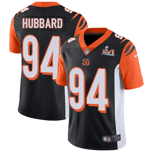 Bengals #94 Sam Hubbard Black Team Color Super Bowl LVI Patch Men's Stitched Vapor Untouchable Limited Jersey