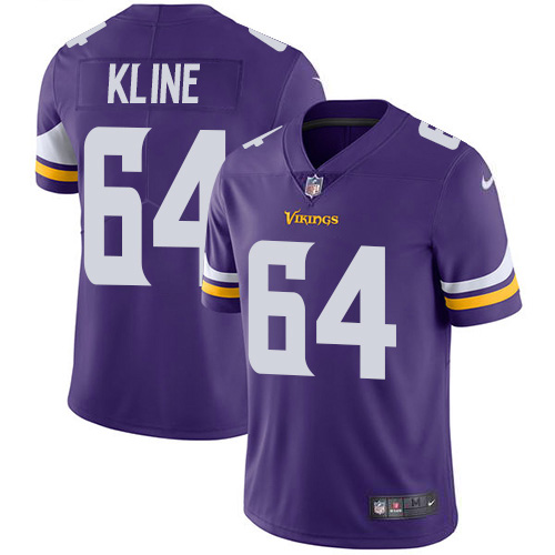 Minnesota Vikings #64 Josh Kline Purple Team Color Men's Stitched Vapor Untouchable Limited Jersey Men's