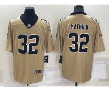 Men's Youth Women's New Orleans Saints #32 Tyrann Mathieu Gold Inverted Legend Stitched Jersey