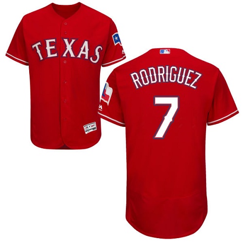 Texas Rangers #7 Ivan Rodriguez Red Flexbase Authentic Collection Stitched Jersey Men's