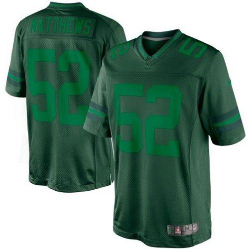 Green Bay Packers #52 Clay Matthews Green Men's Stitched Drenched Limited Jersey Men's