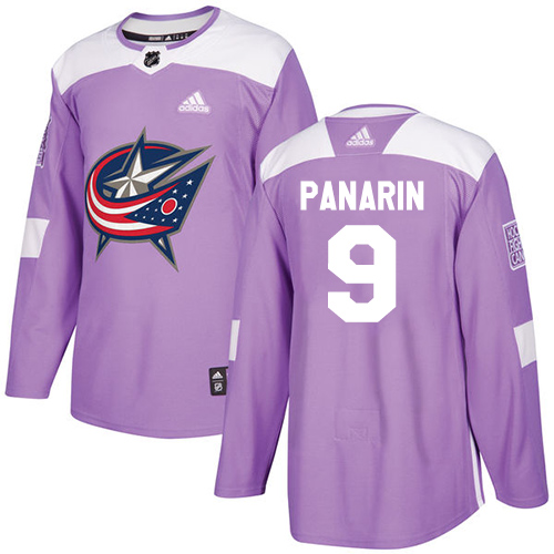 Adidas Columbus Blue Jackets #9 Artemi Panarin Purple Authentic Fights Cancer Stitched Jersey Men's