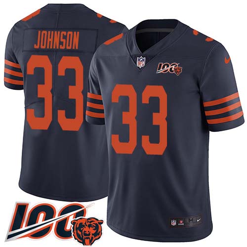 Chicago Bears #33 Jaylon Johnson Navy Blue Alternate Youth Stitched 100th Season Vapor Untouchable Limited Jersey Youth