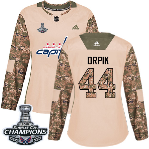 Adidas Washington Capitals #44 Brooks Orpik Camo Authentic 2017 Veterans Day Stanley Cup Final Champions Women's Stitched Jersey Womens